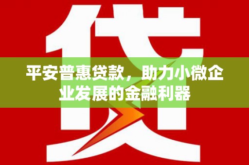 上饶平安普惠贷款，助力小微企业发展的金融利器